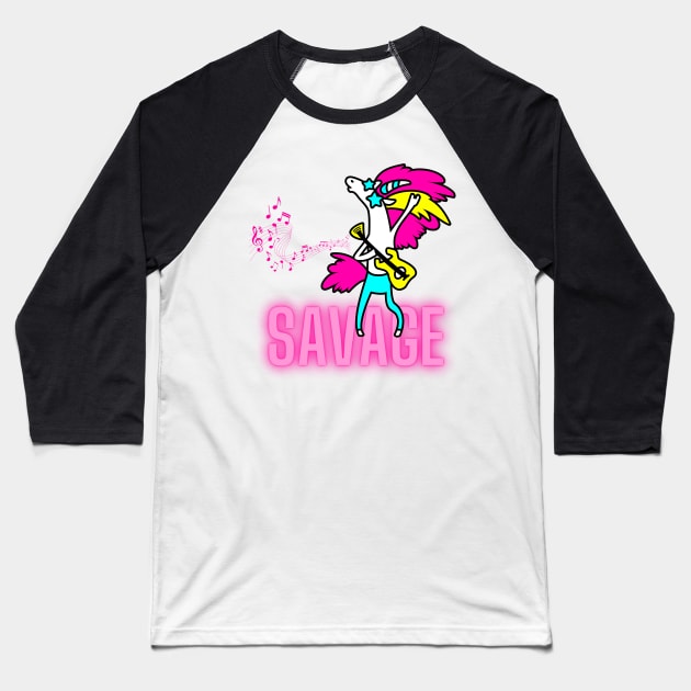 Savage Unicorn Baseball T-Shirt by nathalieaynie